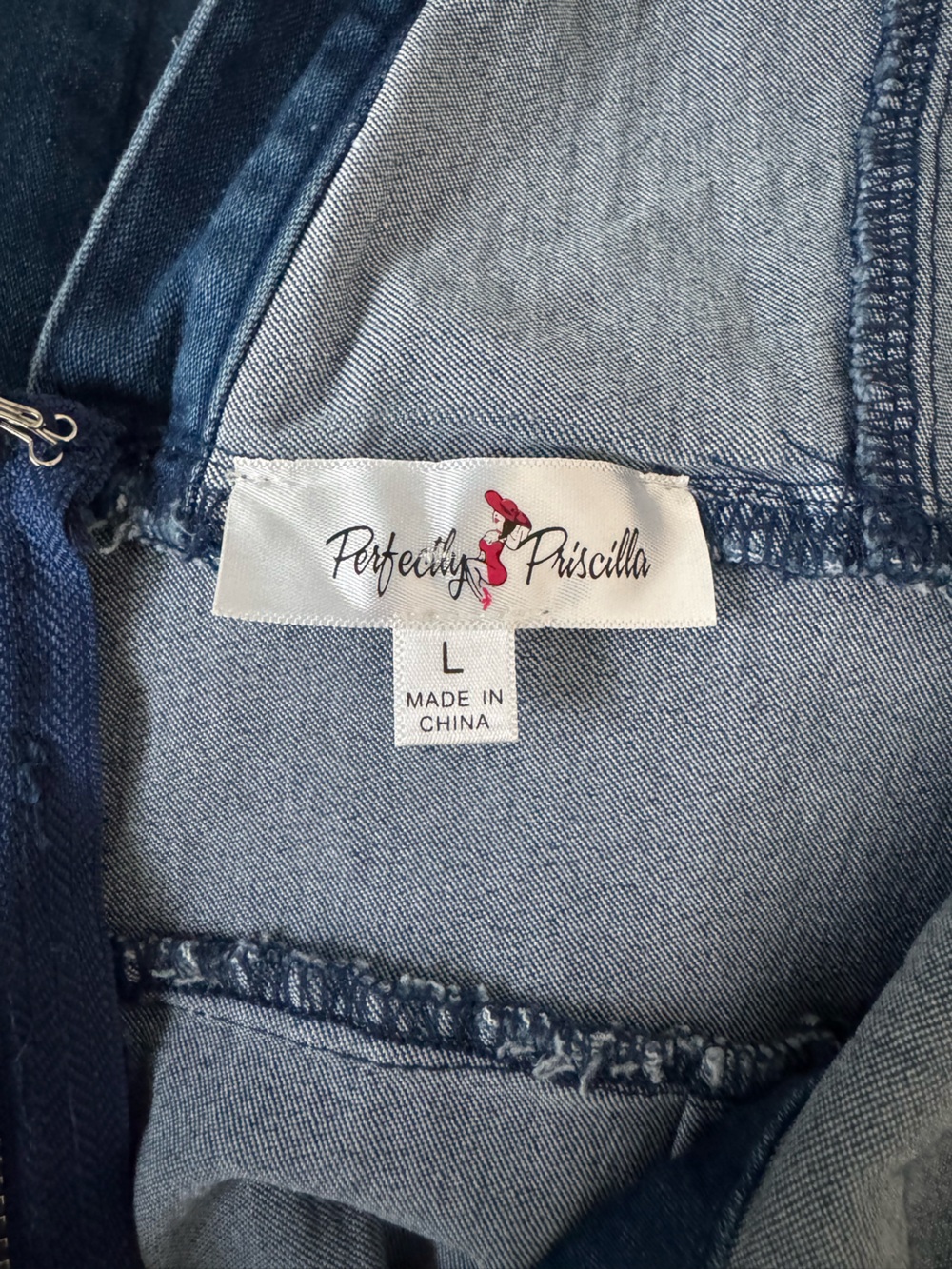 Dark Blue Ruffled V-Neck Denim Mini Dress - Picture 2 of 3